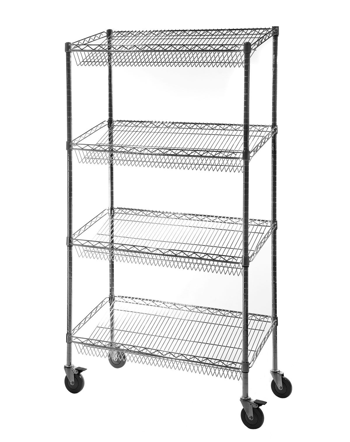 Chrome wire deals shelving with wheels
