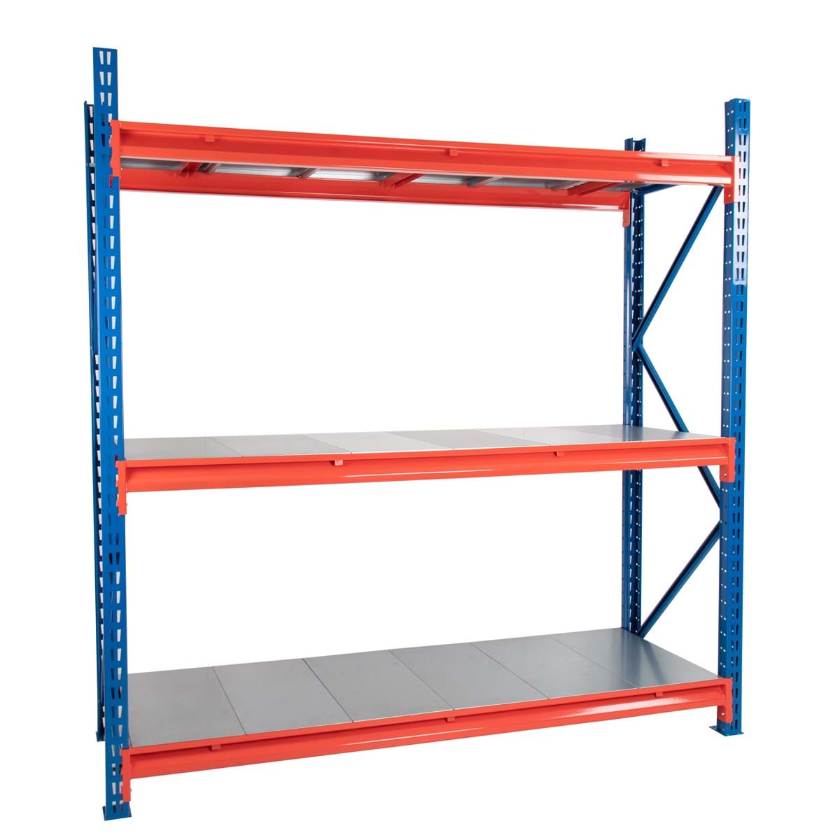 Bay Steel Racking Twin Slot Longspan Racking Starter Bay with Solid Steel Decking