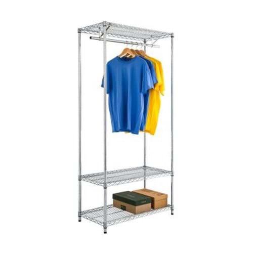 Eclipse Chrome Wire Garment Rack With Under Shelf