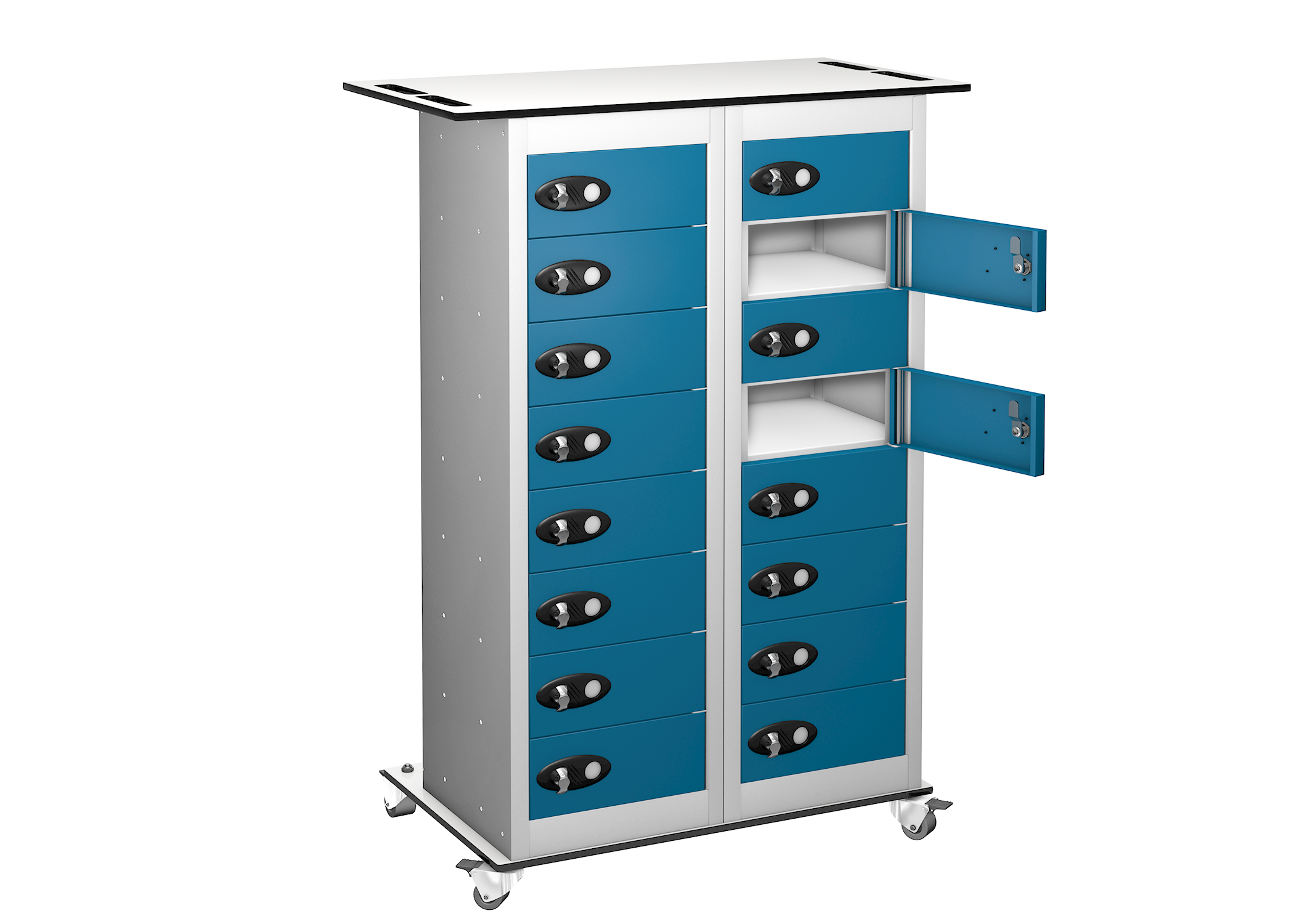 16 Door 16 Shelf TABbox Charging Trolley