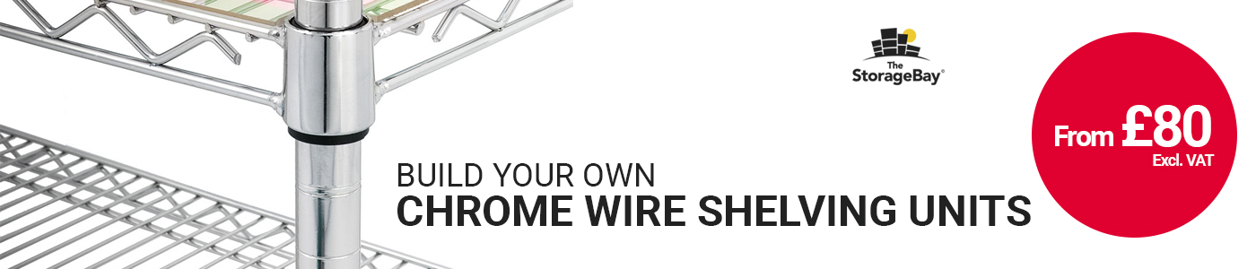 Build your own custom chrome wire shelving units at The Storage Bay