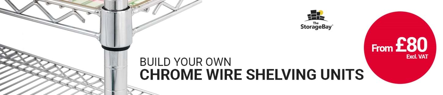 Build your own custom chrome wire shelving units at The Storage Bay