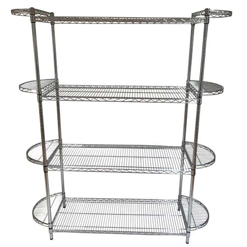 Chrome Wire Shelving unit with Half Moon shelves